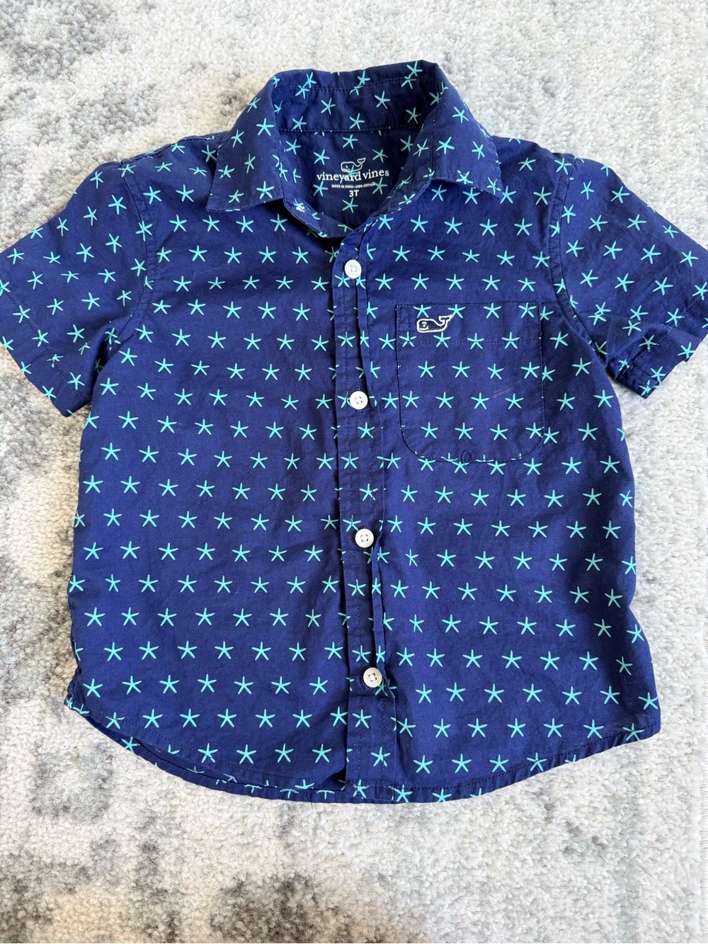 Boys 3T Vineyard Vines Navy Short-Sleeve Starfish Button-Down